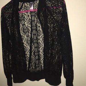 black lace zip up jacket